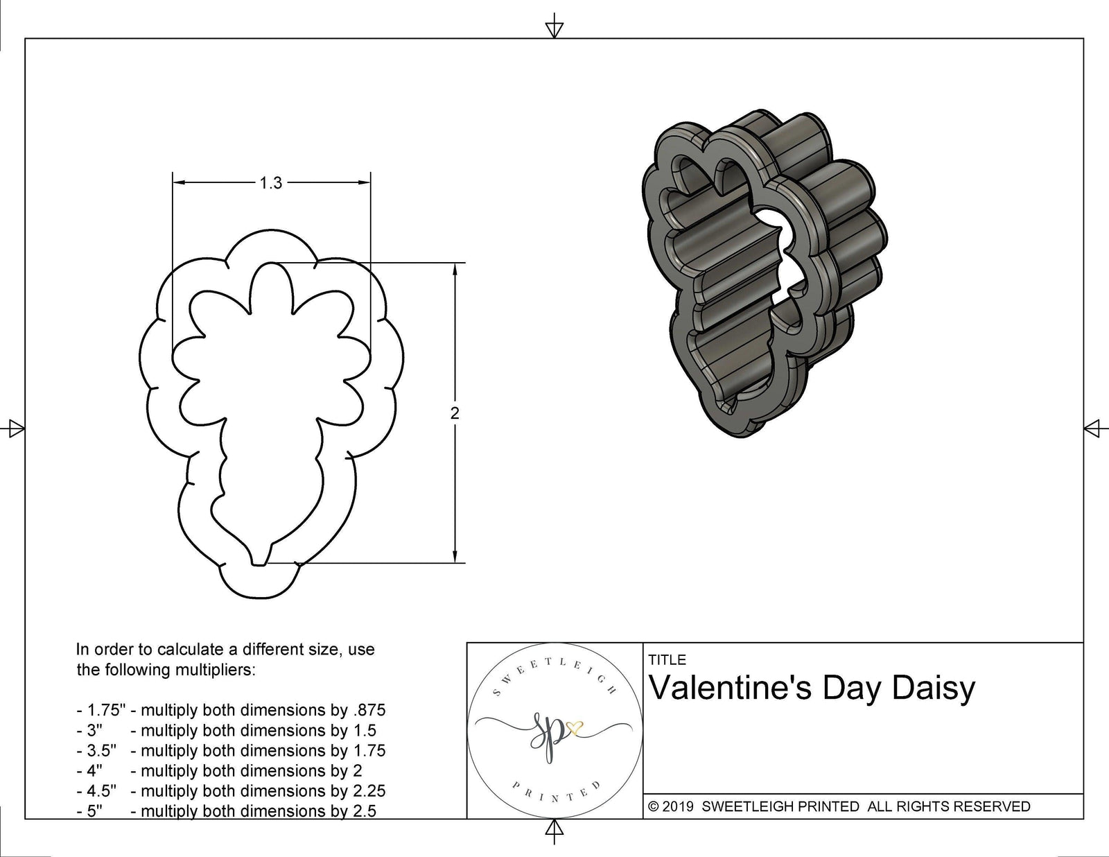 Valentine's Daisy Cookie Cutter - Sweetleigh 