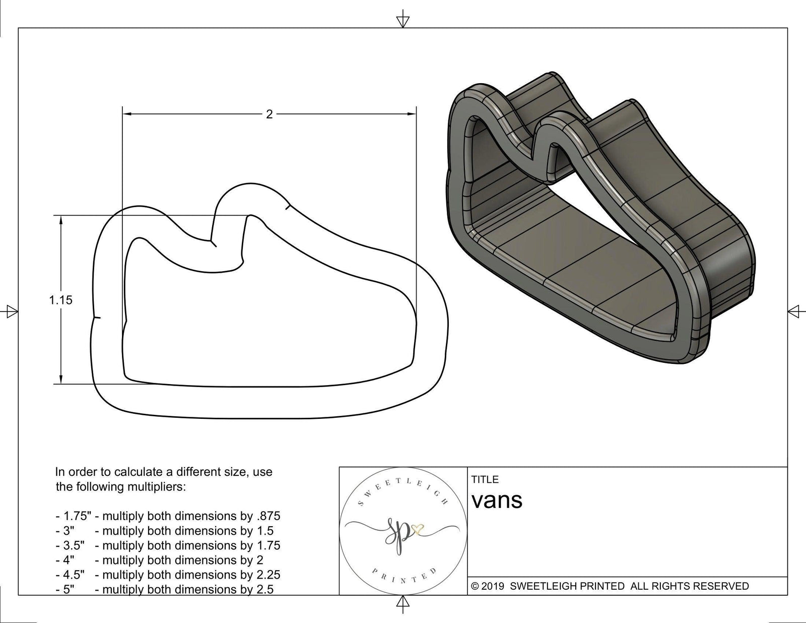 Vans Shoe Cookie Cutter - Sweetleigh 