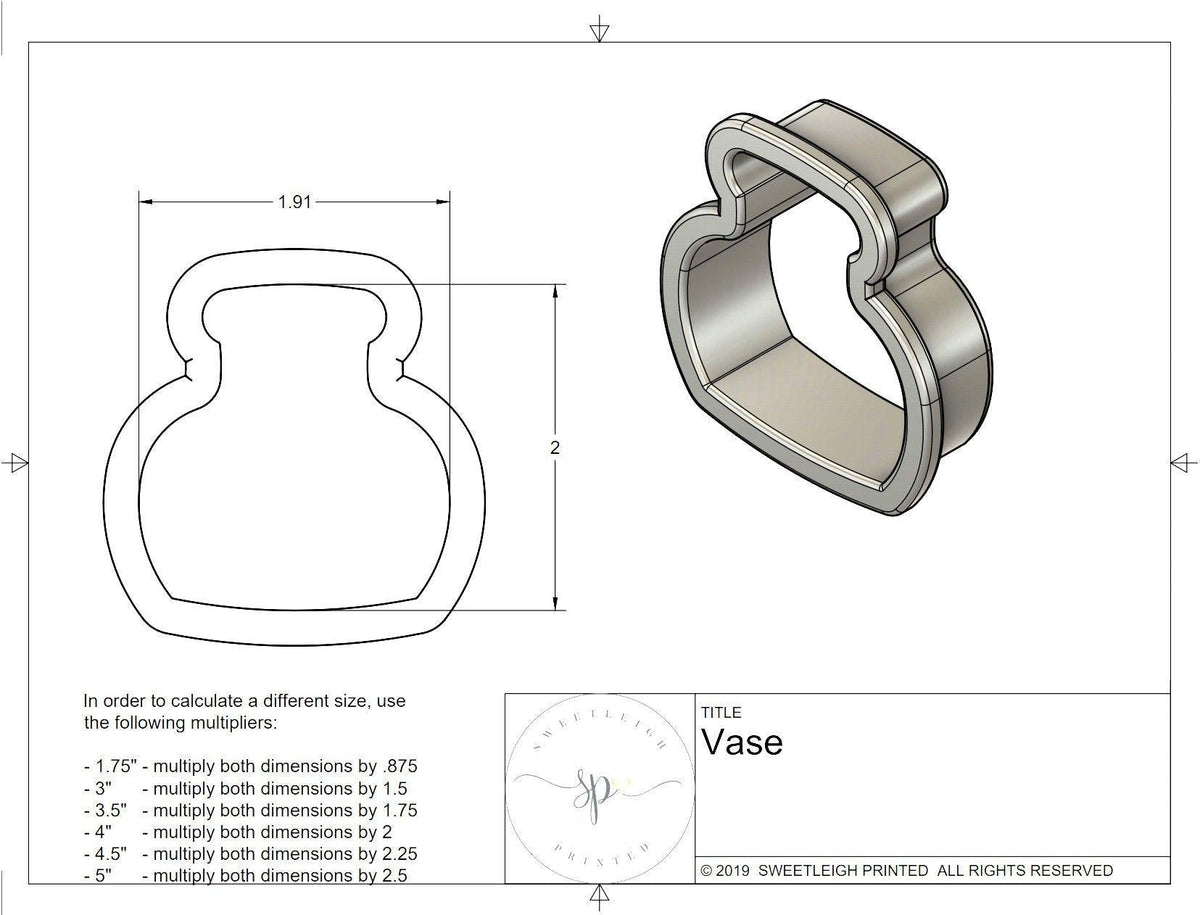 Vase Cookie Cutter - Sweetleigh 