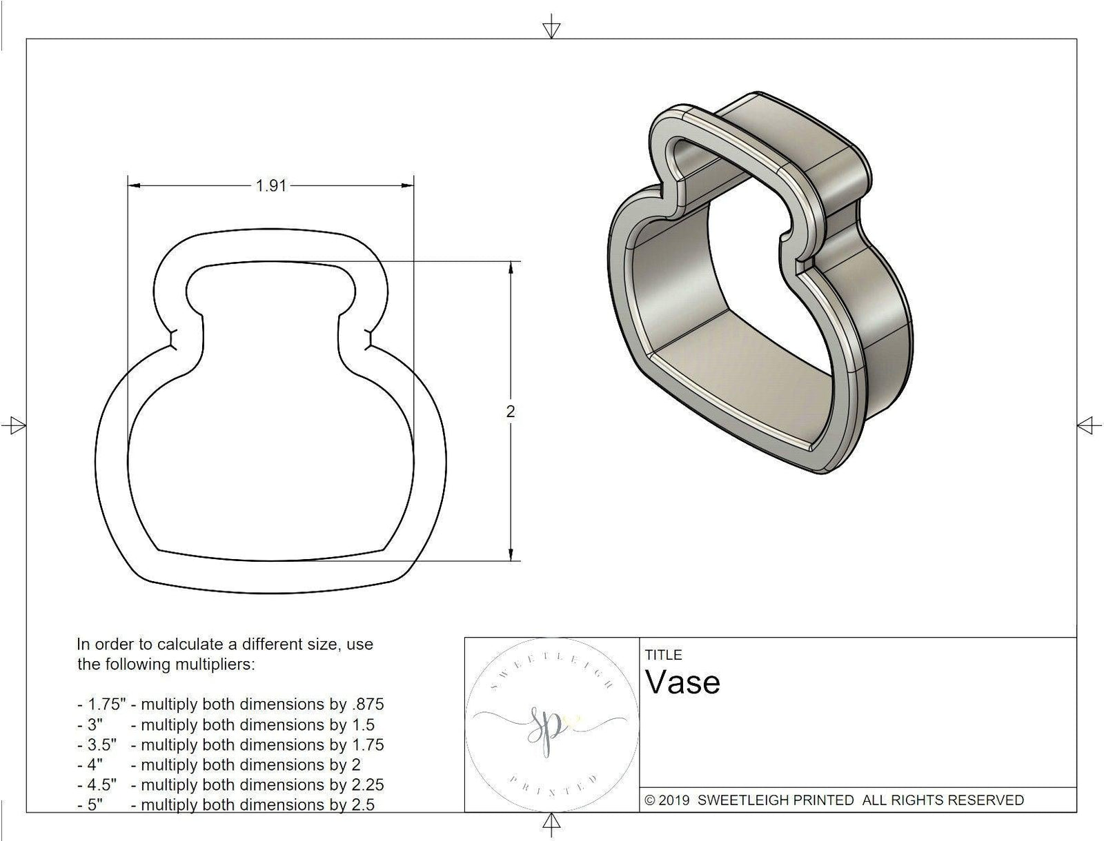 Vase Cookie Cutter - Sweetleigh 