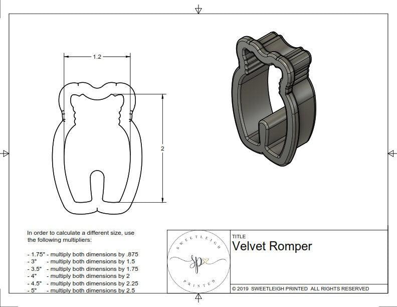 Velvet Romper Cookie Cutter - Sweetleigh 