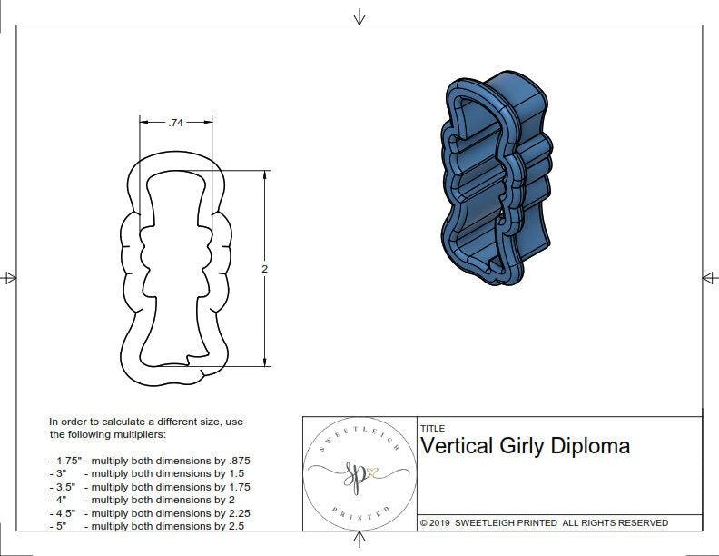 Vertical Diploma with Bow Cookie Cutter - Sweetleigh 