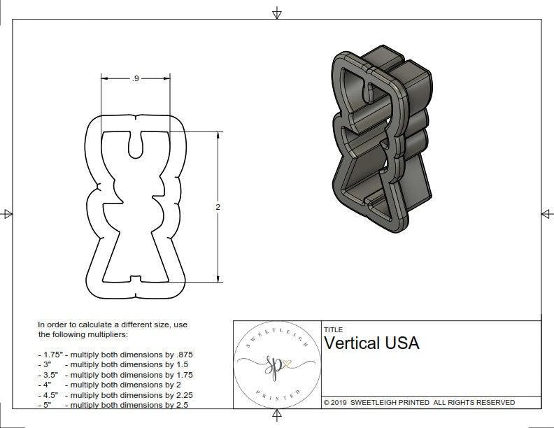 Vertical USA Cookie Cutter - Sweetleigh 