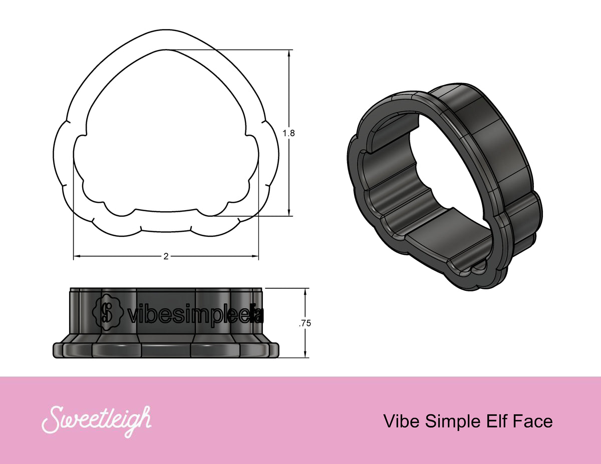 Vibe Simple Elf Face Cookie Cutter