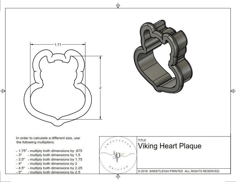 Viking Heart Plaque Cookie Cutter - Sweetleigh 