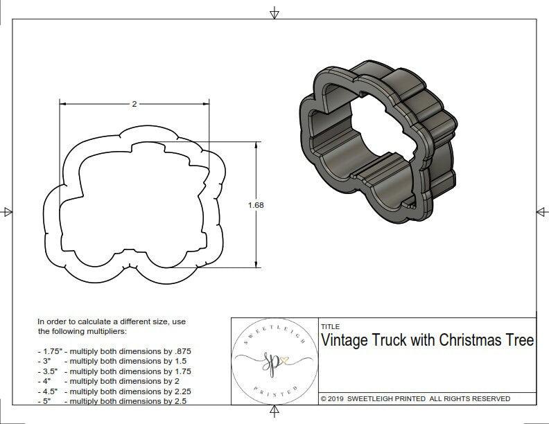 Vintage Truck with Christmas Tree Cookie Cutter - Sweetleigh 