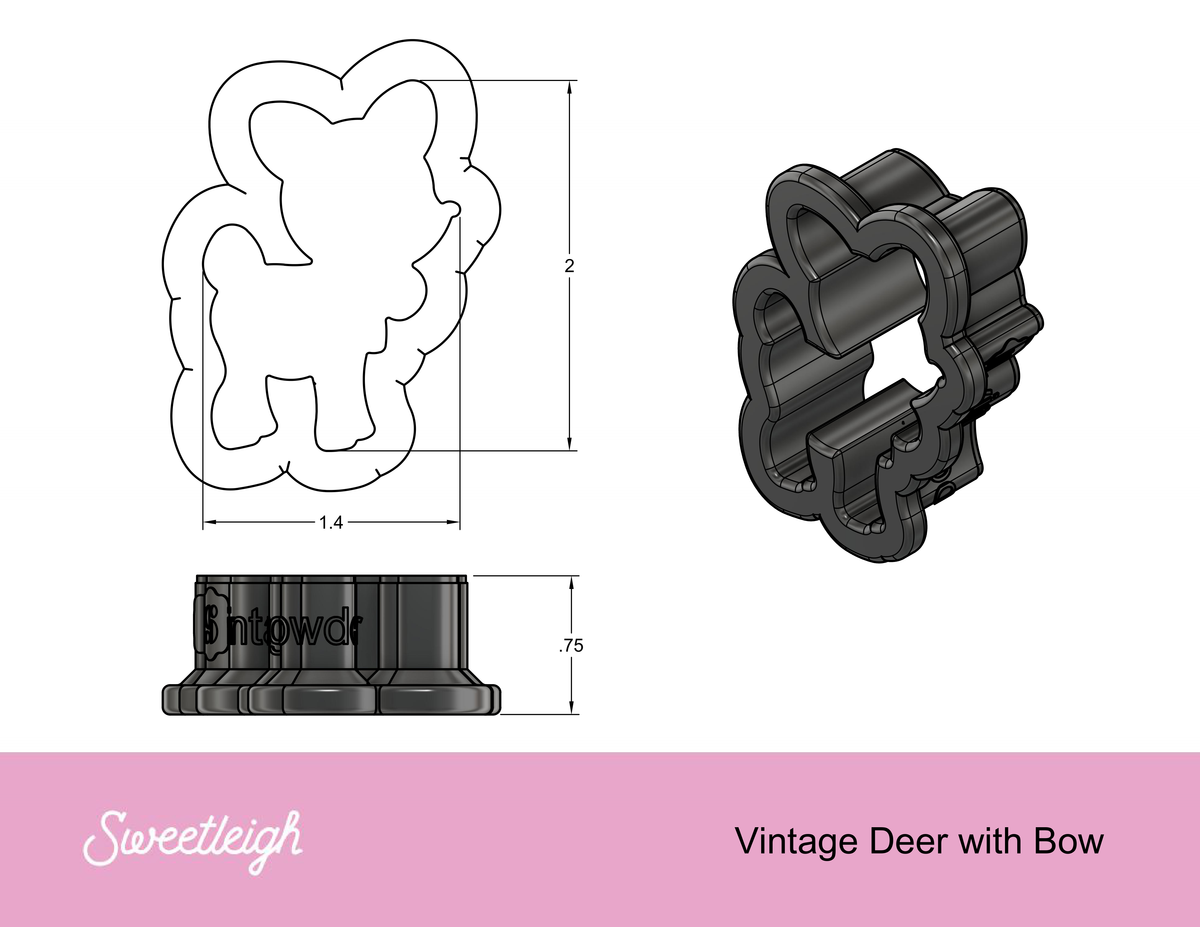Vintage Deer with Bow Cookie Cutter