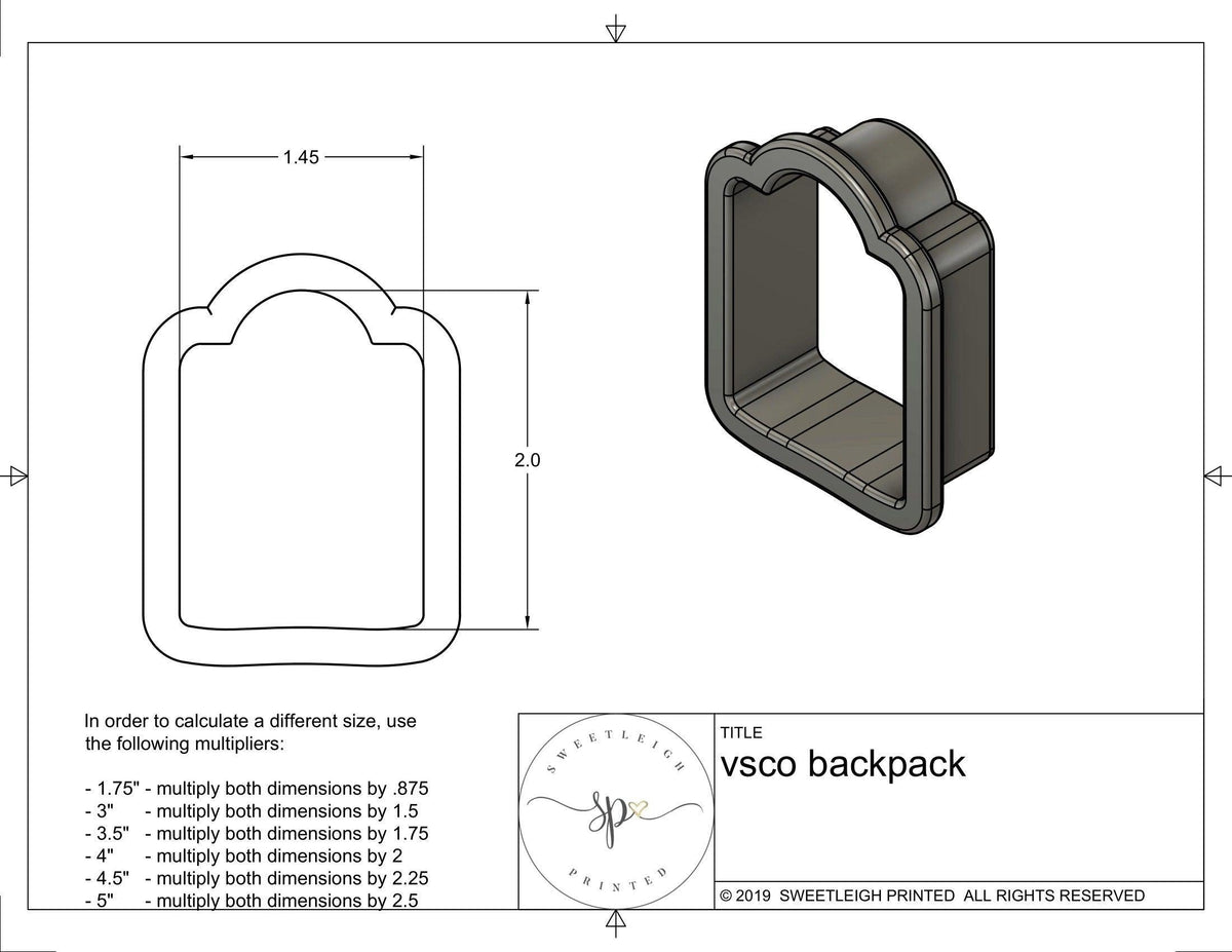 VSCO Backpack Cookie Cutter - Sweetleigh 