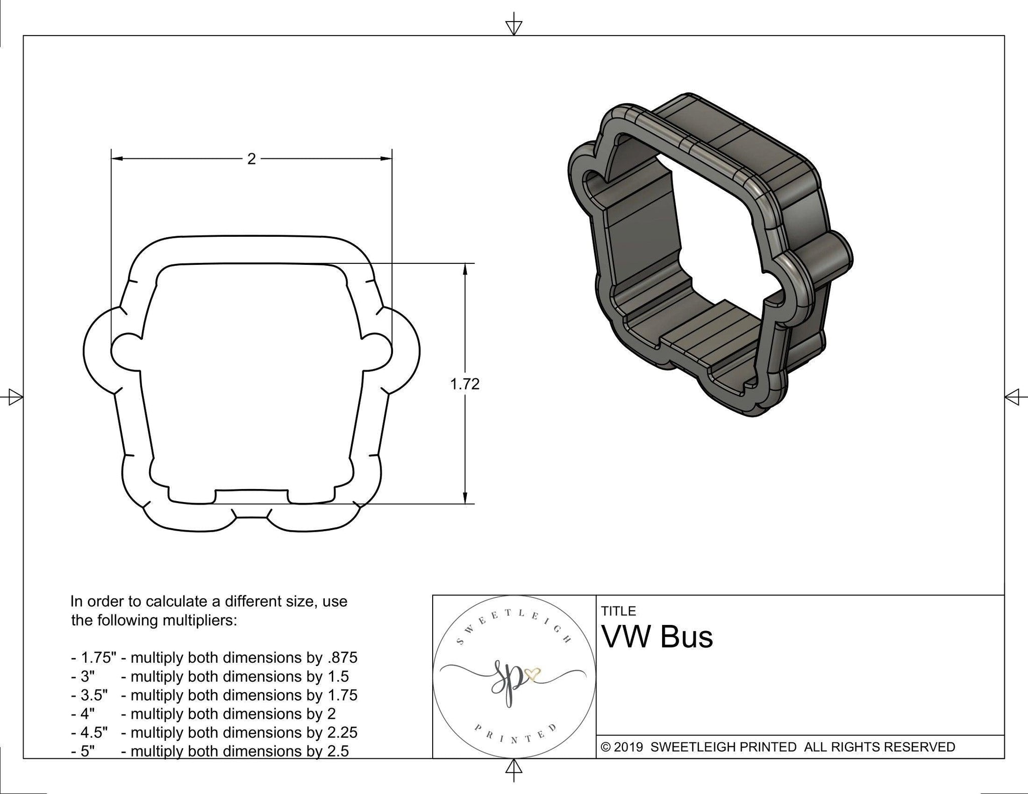 VW Bus Cookie Cutter - High Detail! - Volkswagen, Cookie/Clay