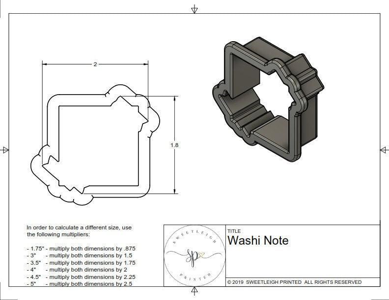 Washi Note Cookie Cutter - Sweetleigh 