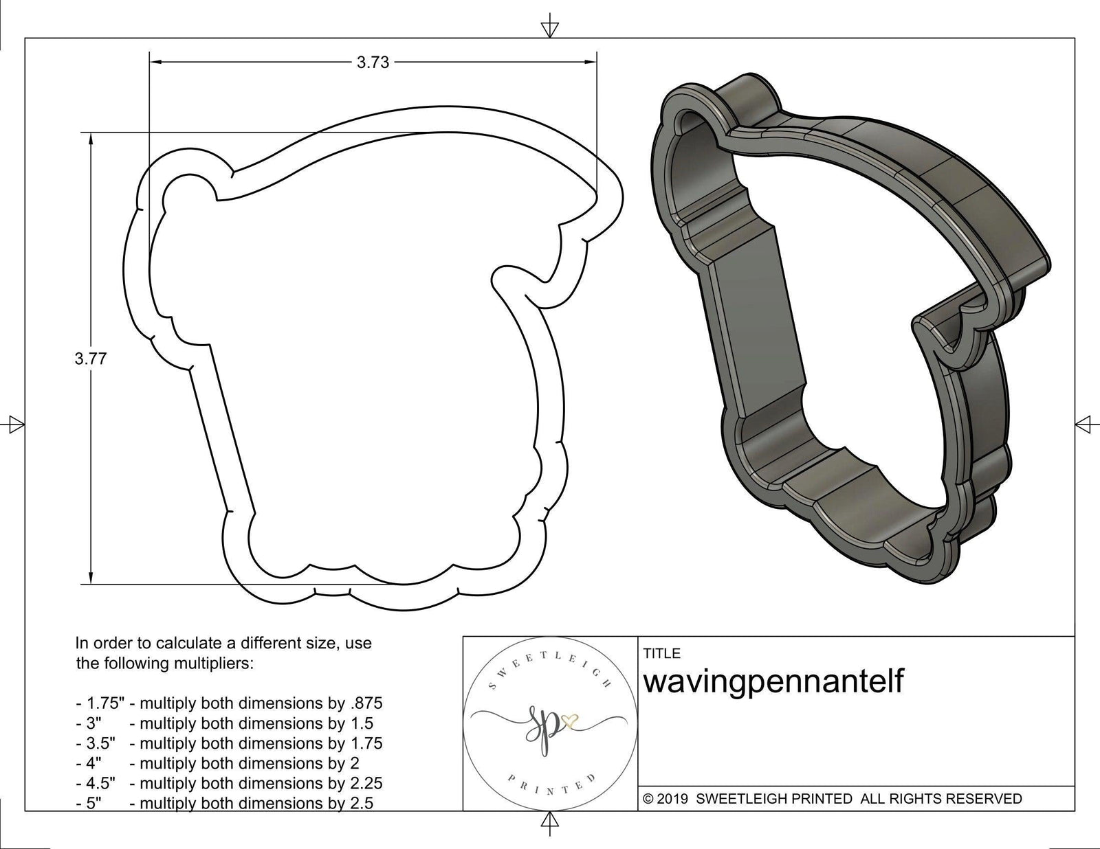 Waving Pennant Elf Cookie Cutter - Sweetleigh 