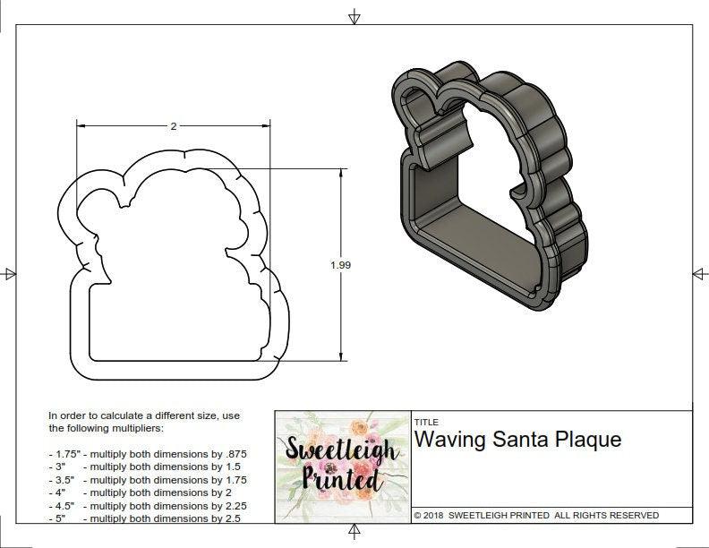 Waving Santa Plaque Cookie Cutter - Sweetleigh 