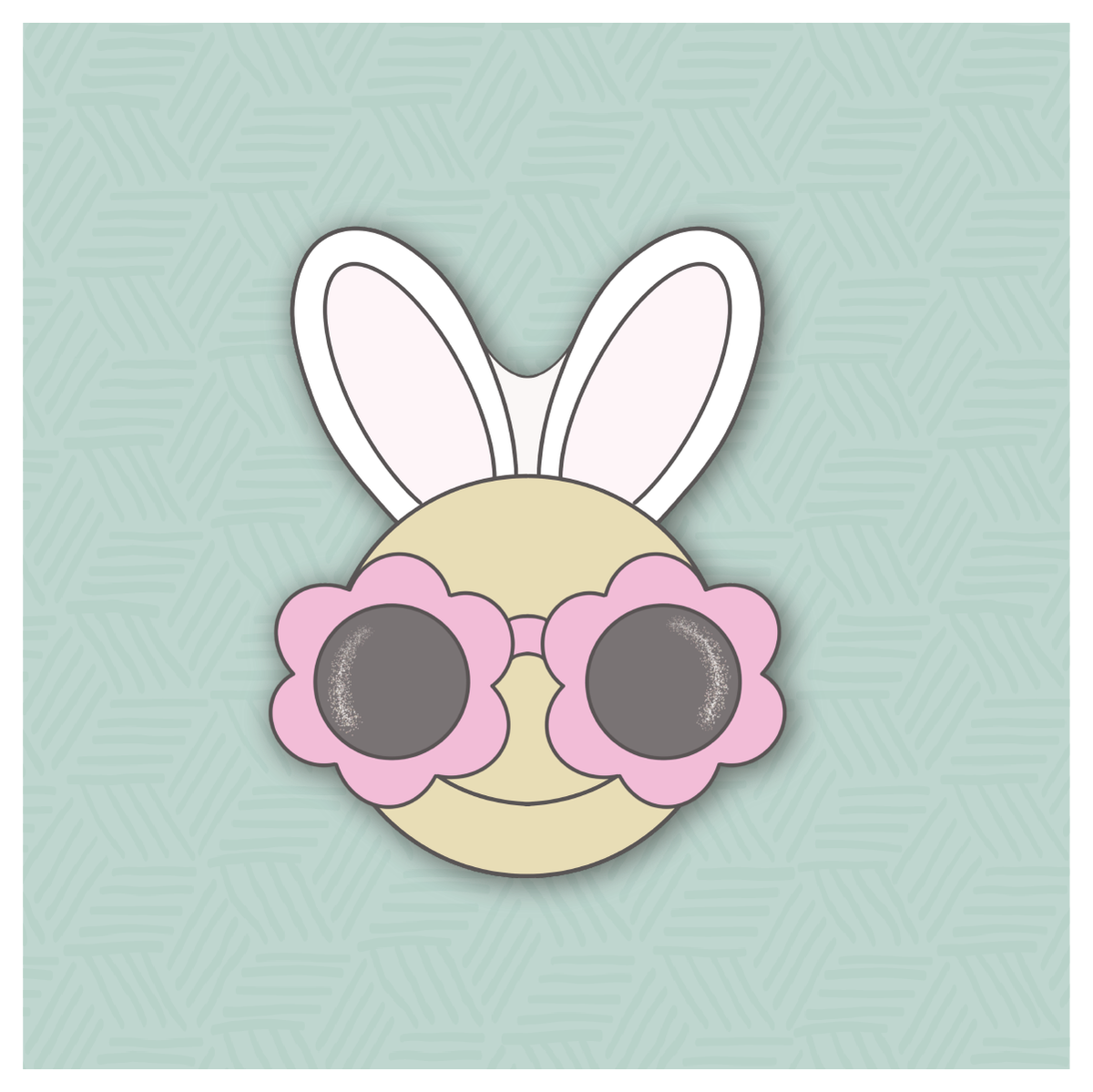 Groovy Bunny Ears Happy Face Cookie Cutter