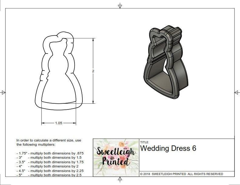 Wedding Dress 6 Cookie Cutter - Sweetleigh 
