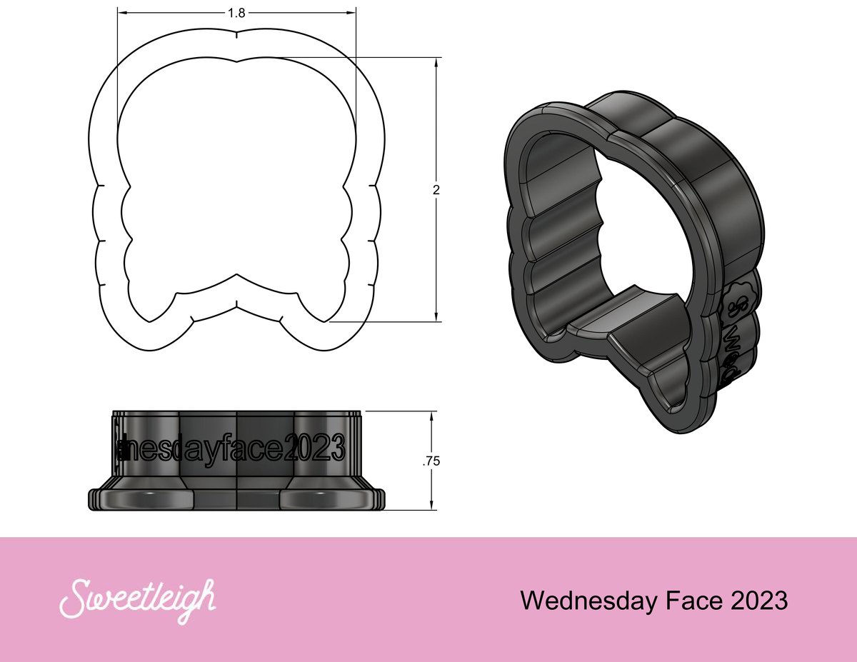 Wednesday Face 2023 Cookie Cutter