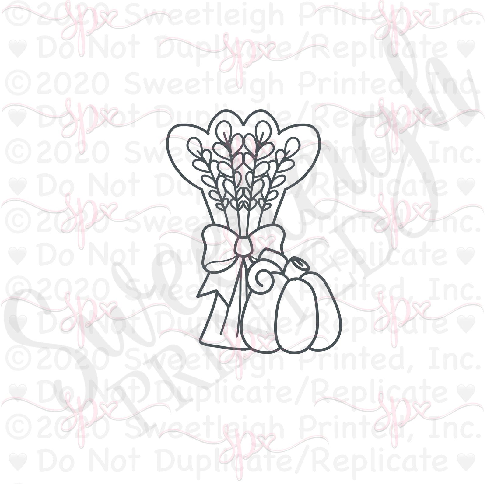 Wheat Stalks with Bow and Pumpkin Cookie Cutter - Sweetleigh 