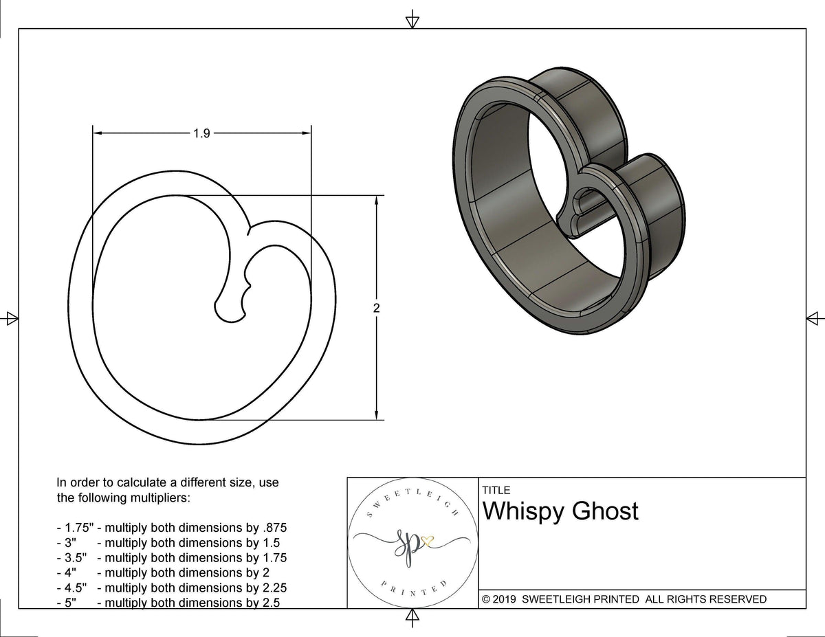 Whispy Ghost Cookie Cutter - Sweetleigh 