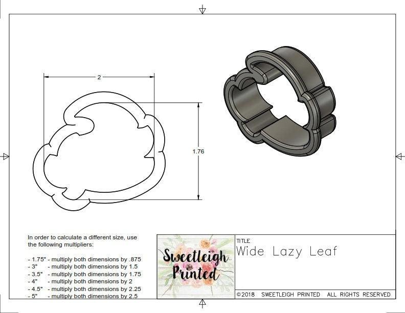 Wide Lazy Leaf Cookie Cutter - Sweetleigh 