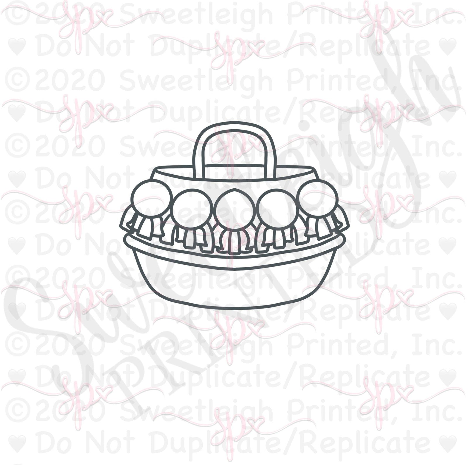 Wide Pom Pom Basket Cookie Cutter - Sweetleigh 