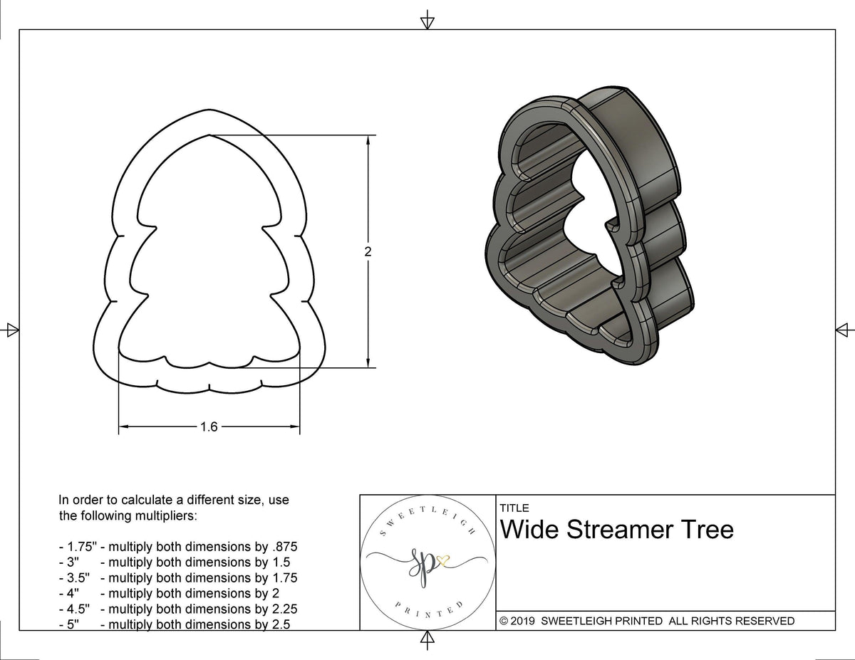 Wide Streamer Tree Cookie Cutter - Sweetleigh 