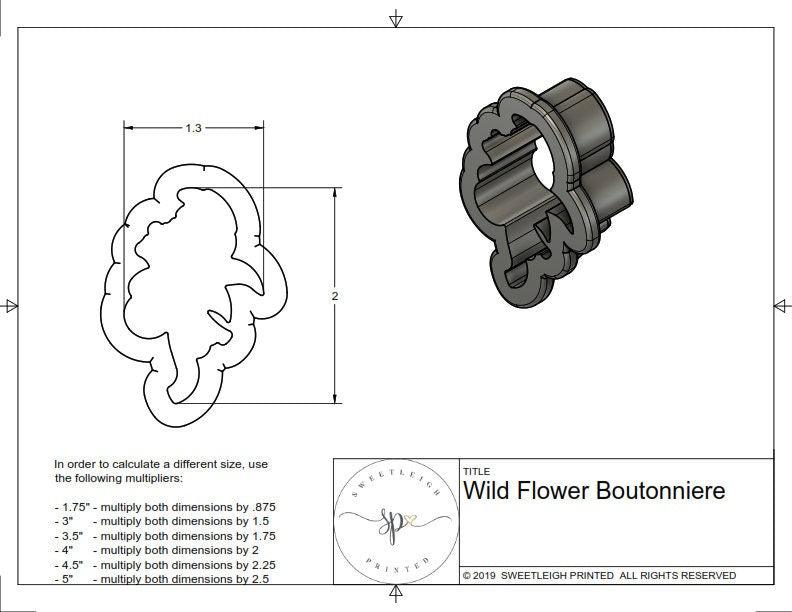 Wildflower Boutonniere Cookie Cutter - Sweetleigh 