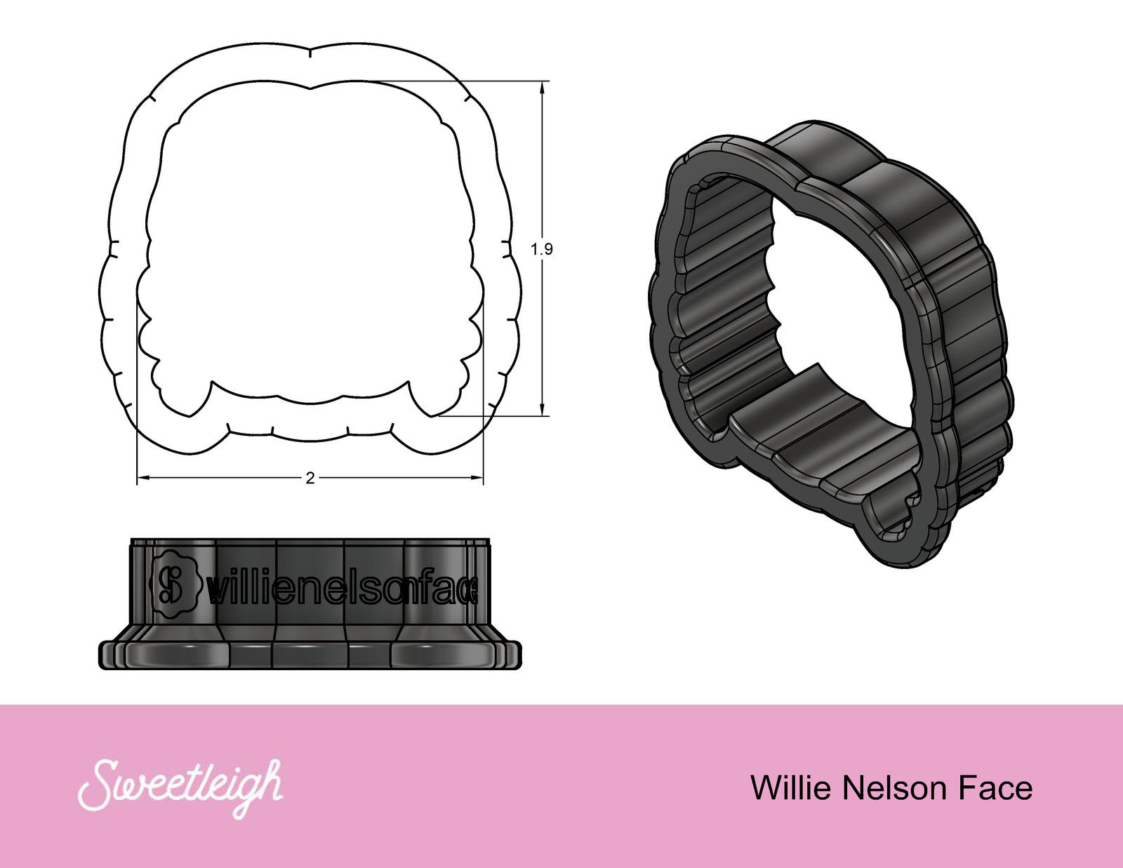Willie Nelson  Face Cookie Cutter - Sweetleigh 