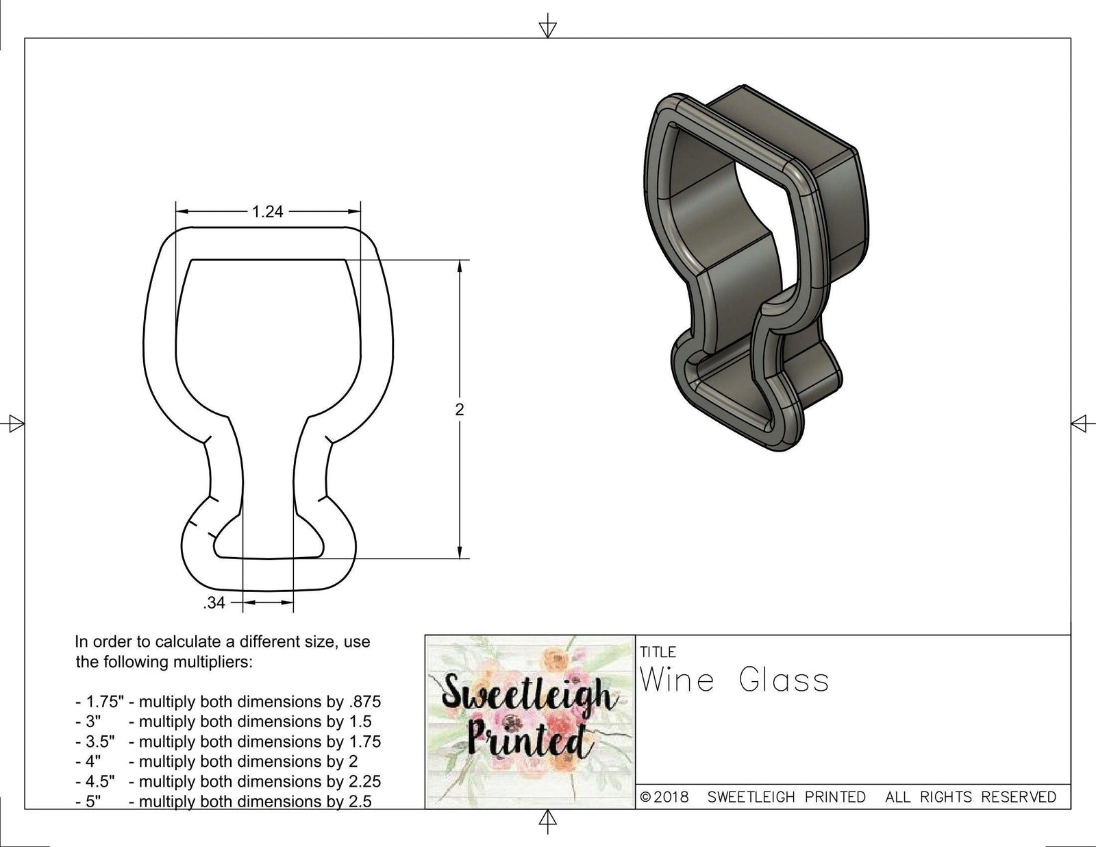 Wine Glass Cookie Cutter - Sweetleigh 