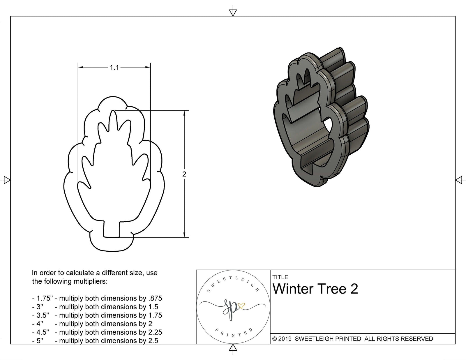 Winter Tree 2 Cookie Cutter - Sweetleigh 