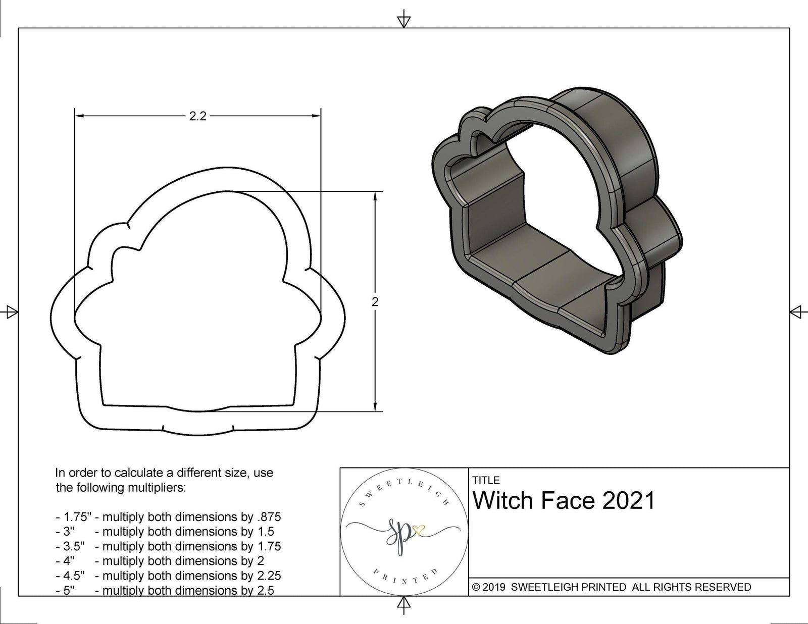Witch Face 2021 Cookie Cutter - Sweetleigh 