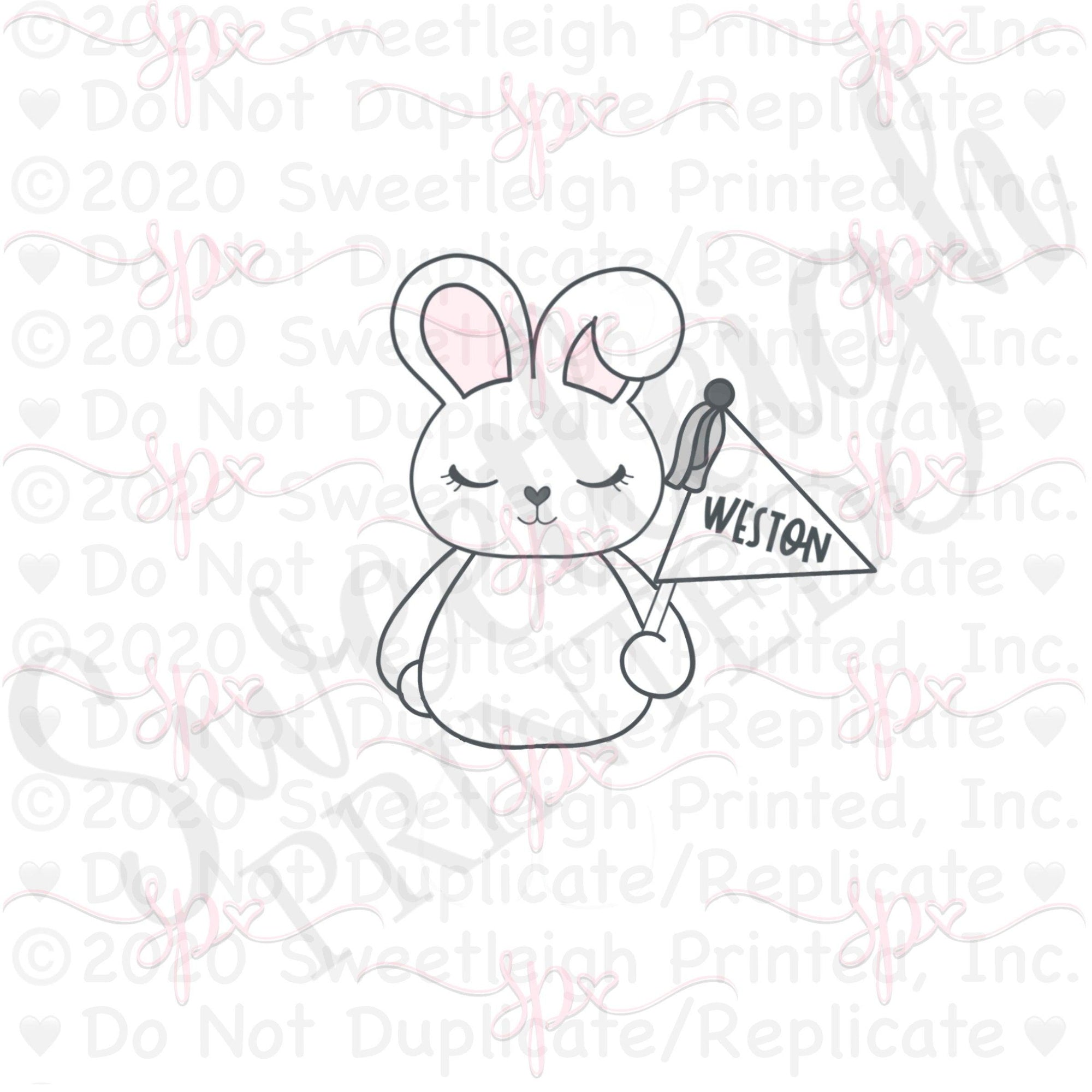 Wobbly Bunny with Pennant Cookie Cutter - Sweetleigh 