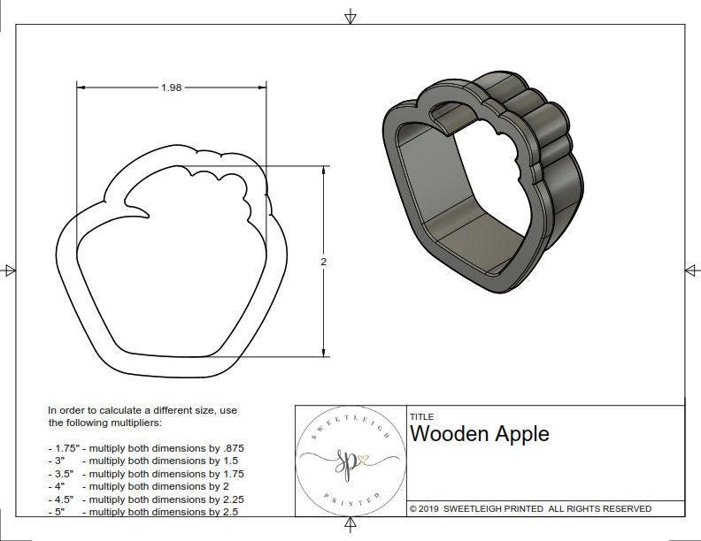 Wooden Apple Cookie Cutter - Sweetleigh 