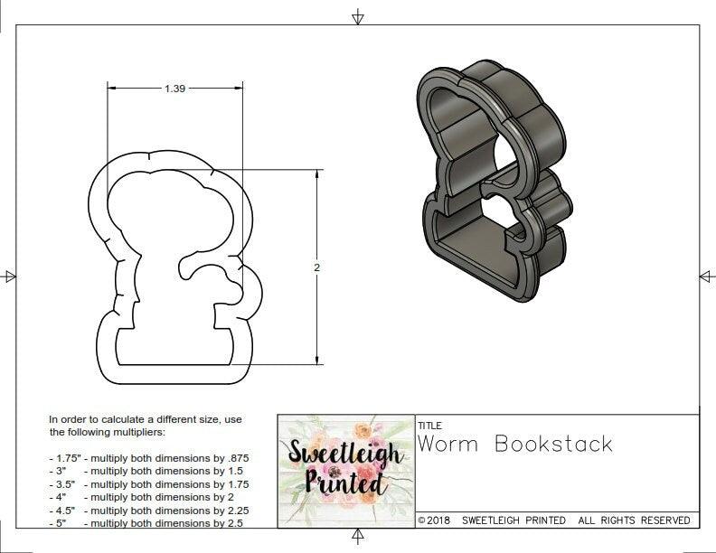 Worm Bookstack Cookie Cutter - Sweetleigh 