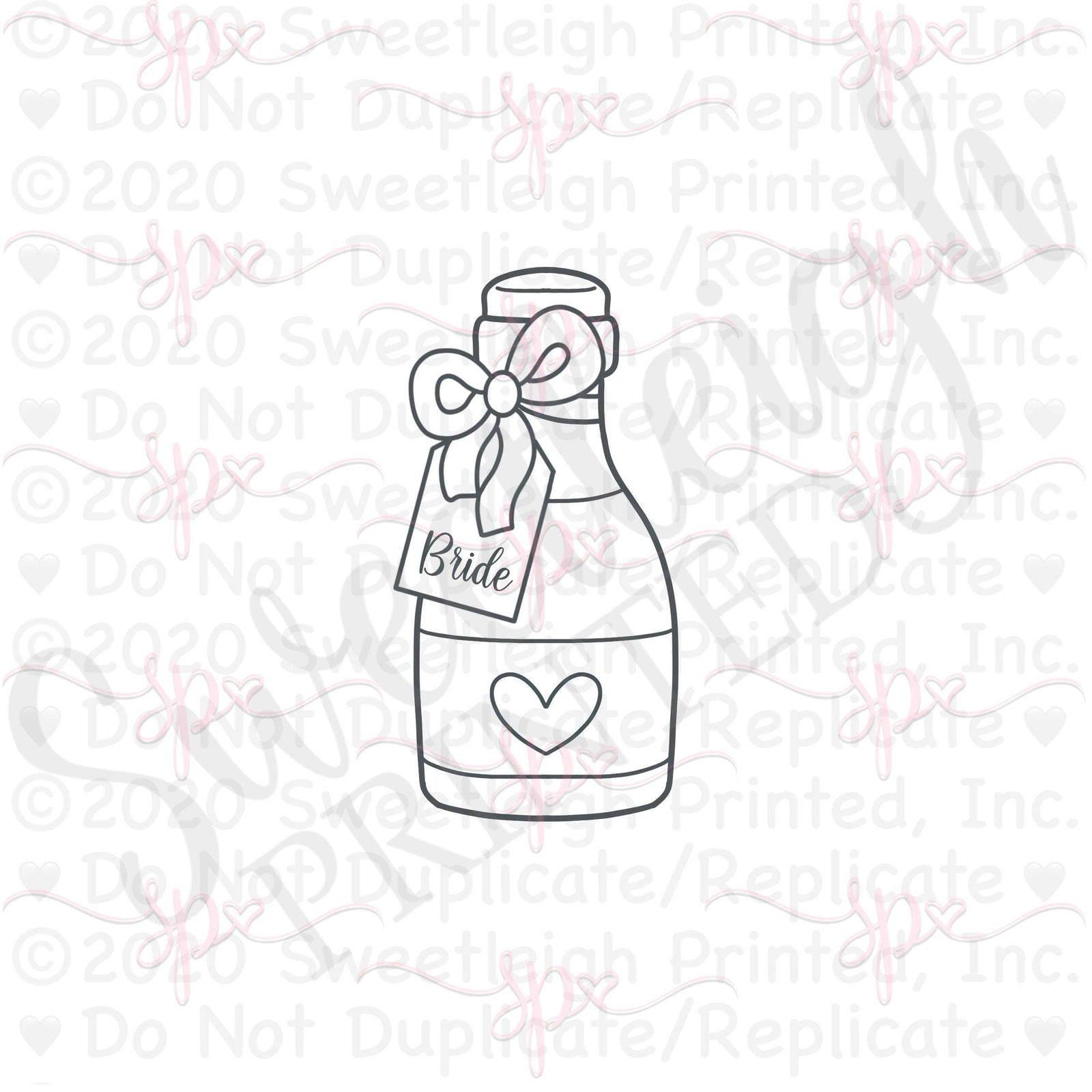 Yarn Bow Bubbly Bottle With Tag Cookie Cutter - Sweetleigh 