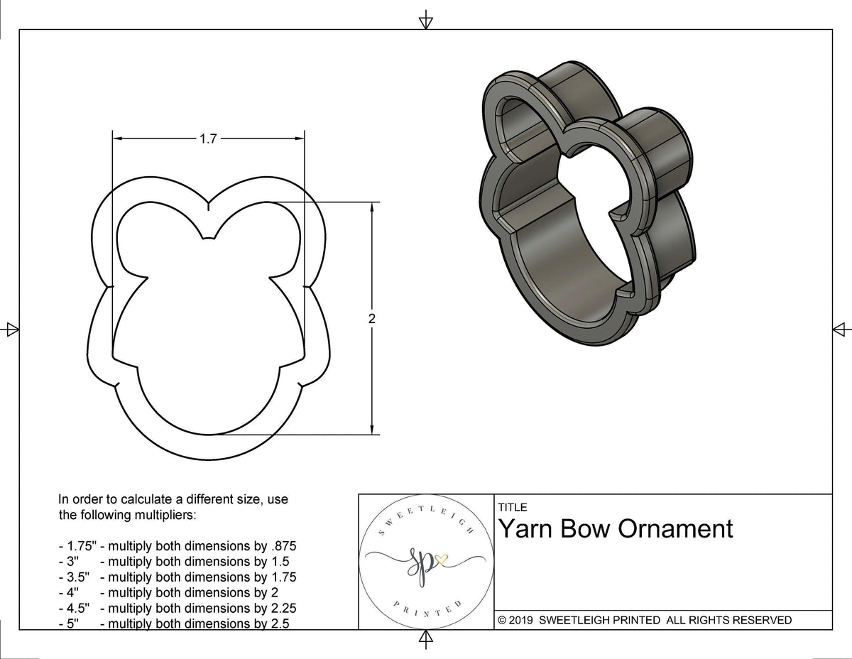 Yarn Bow Ornament Cookie Cutter - Sweetleigh 