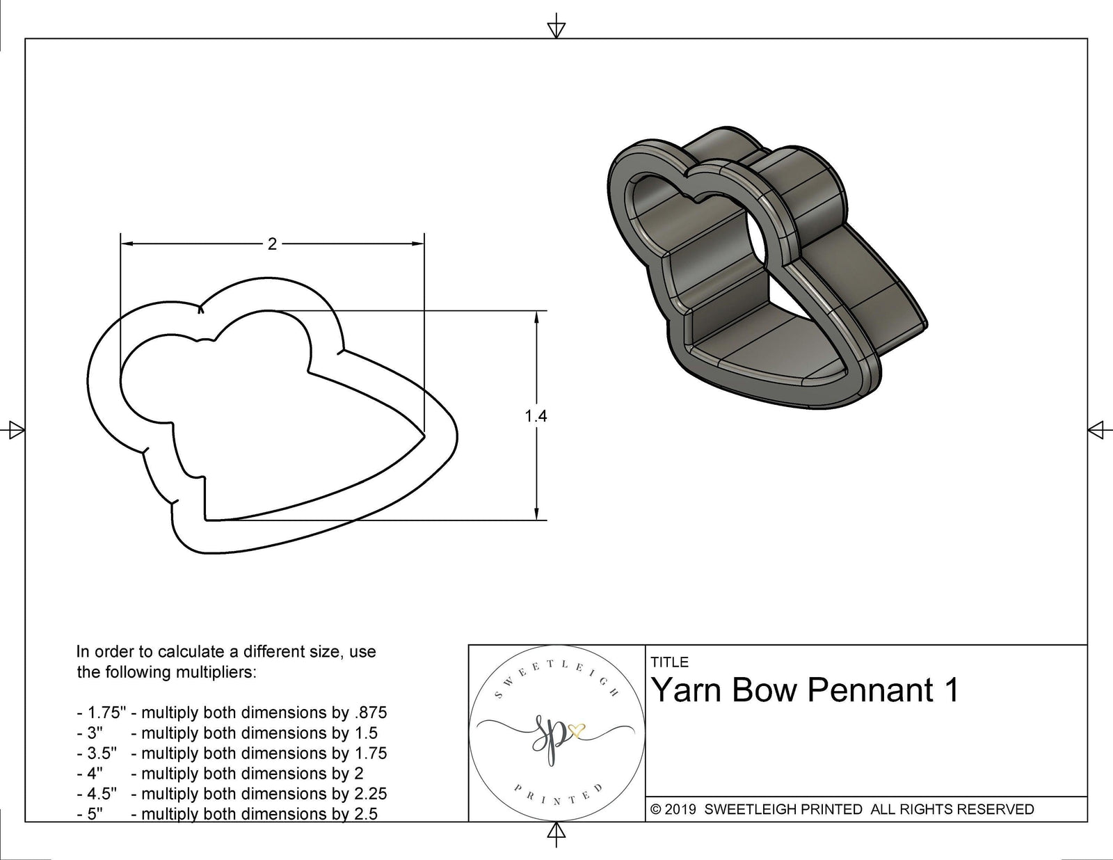 Yarn Bow Pennant 1 Cookie Cutter - Sweetleigh 