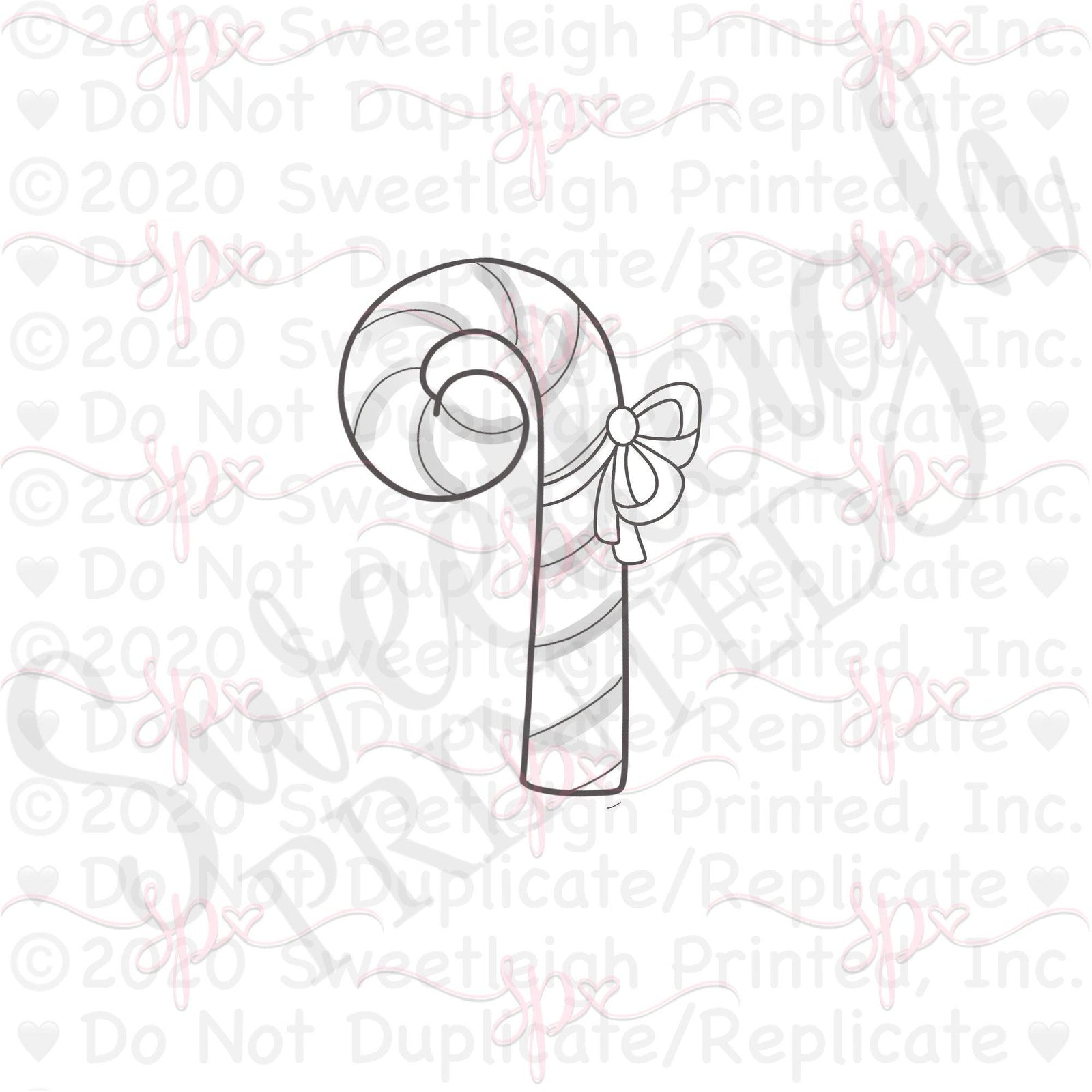 Yarn Bow Swirly Candy Cane Cookie Cutter - Sweetleigh 