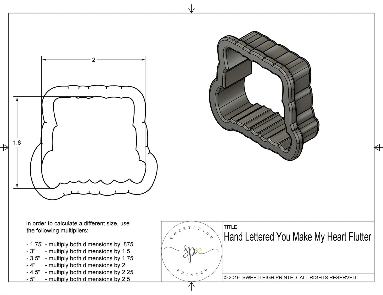 You Make My Heart Flutter Hand Lettered Cookie Cutter - Sweetleigh 