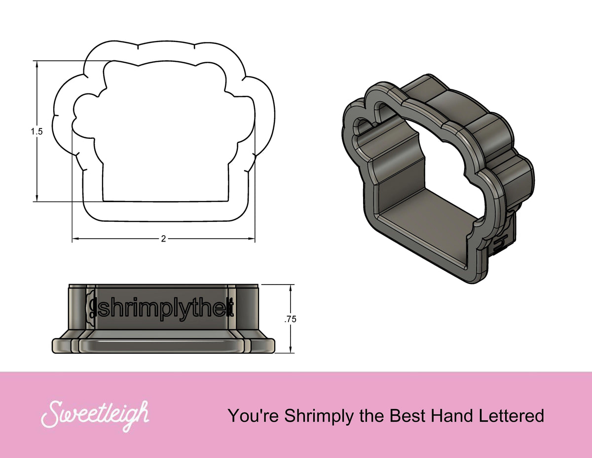 You&#39;re Shrimply the Best Mom Hand Lettered Cookie Cutter - Sweetleigh 