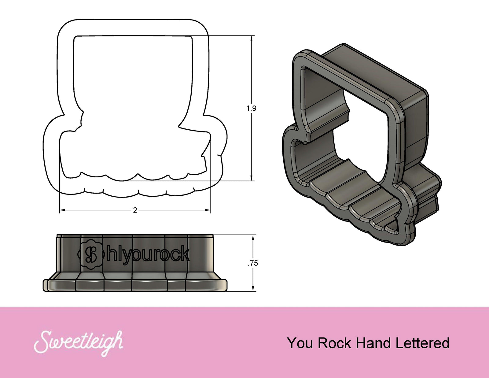 You Rock Hand Lettered Cookie Cutter - Sweetleigh 