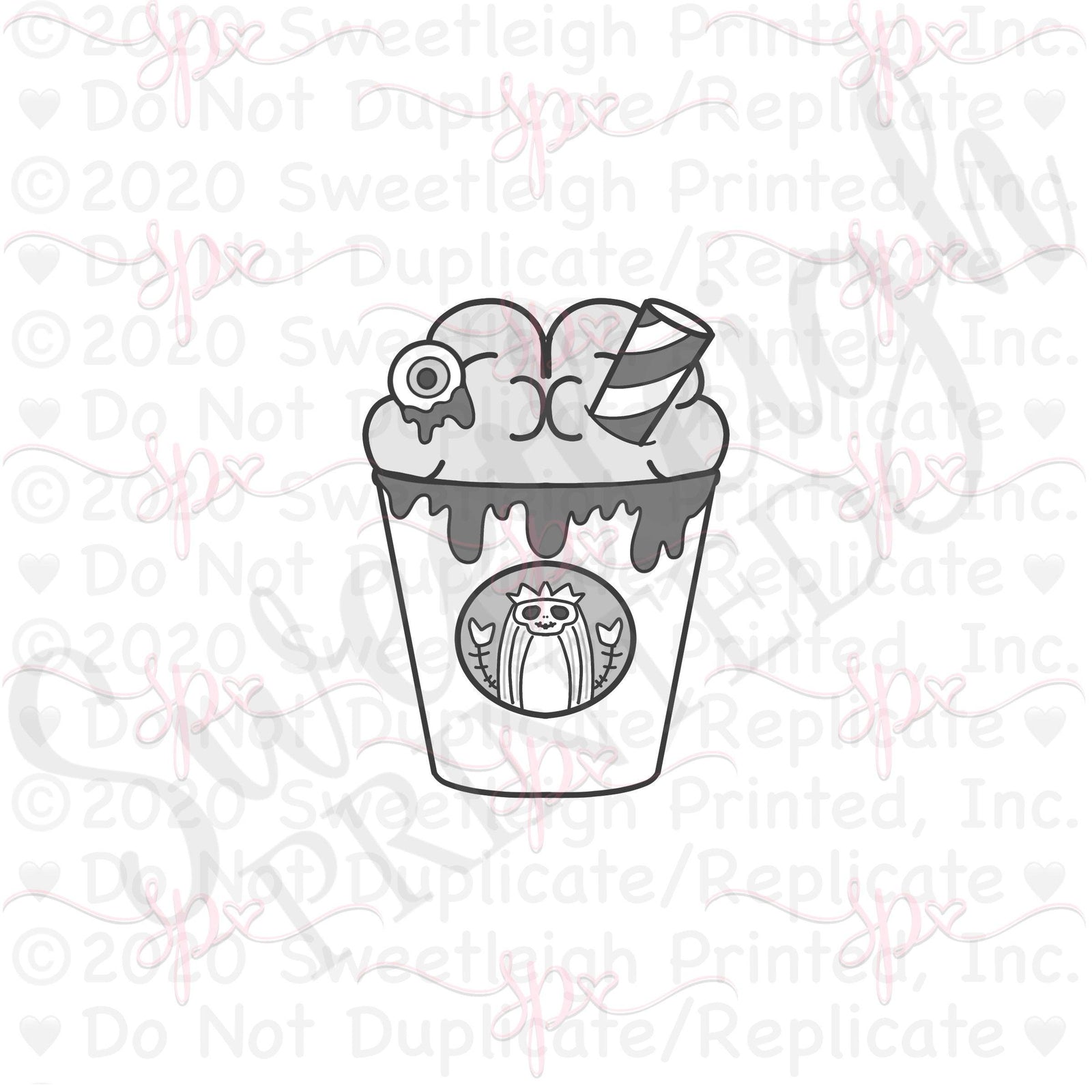 Zombie Frappuccino with Straw Cookie Cutter - Sweetleigh 