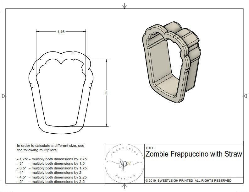 Zombie Frappuccino with Straw Cookie Cutter - Sweetleigh 